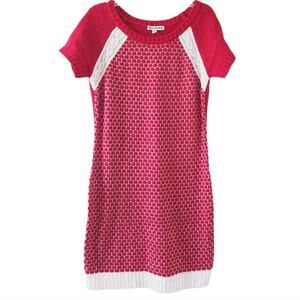 Girls Sweater Dress Size Medium Red White Short Sleeve